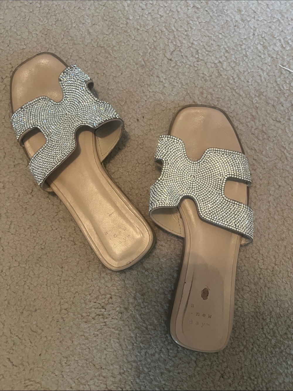 a new day Silver Rhinestone Slide Mules